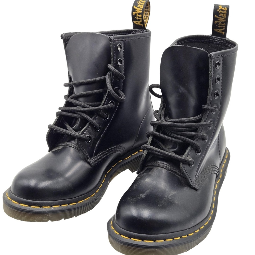 Dr Martens Boots Mens Size 6 Black Leather Combat Ankle Shoes‎ AirWair Lace Up